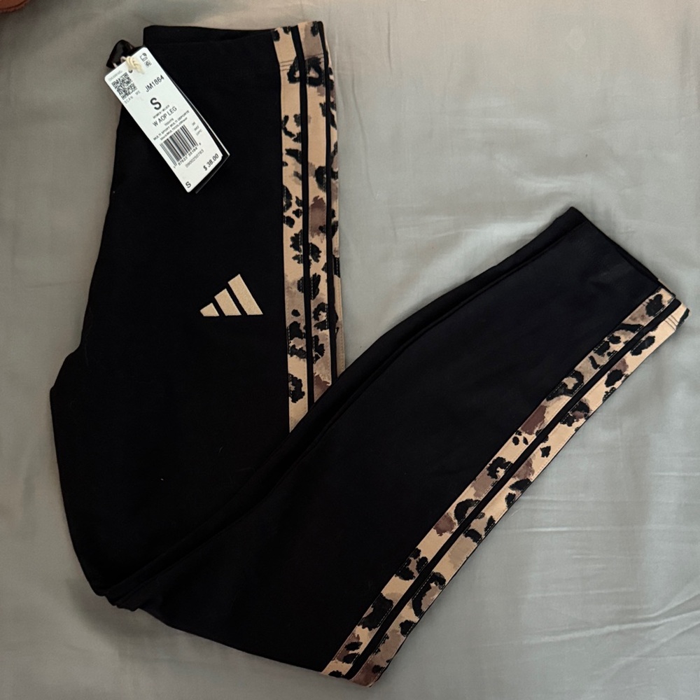 Adidas Women’s Black Leggings with Brown Pattern